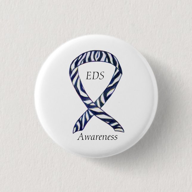 EDS Awareness Zebra Stripe Ribbon Custom Pin (Front)