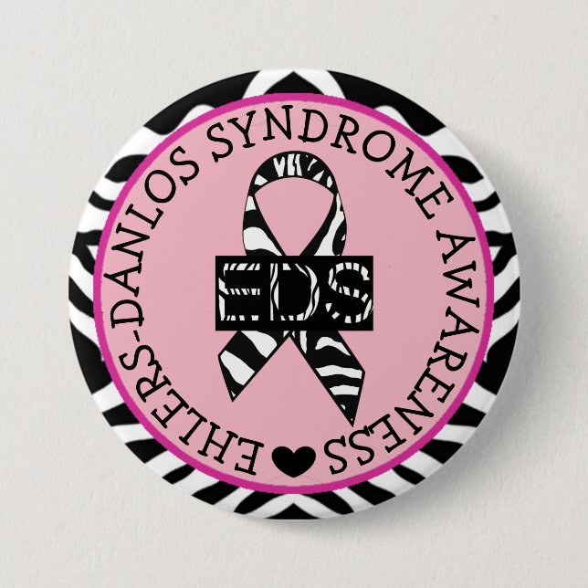 EDS Ehlers-Danlos Syndrome Awareness Pink Button (Front)