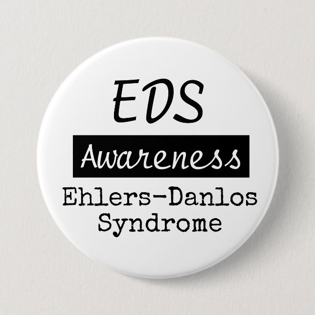EDS Ehlers-Danlos Syndrome Awareness Zebra Button (Front)
