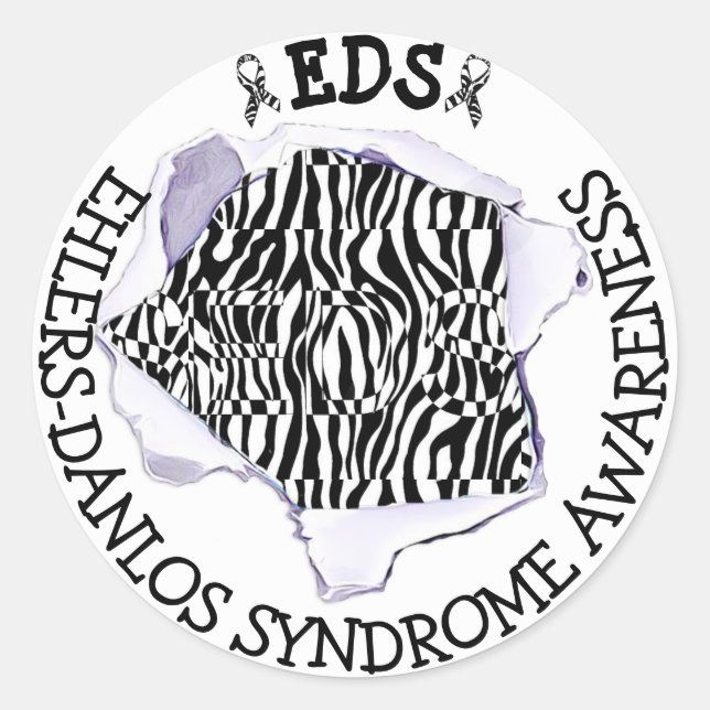 EDS Ehlers-Danlos Syndrome Awareness Zebra Sticker (Front)