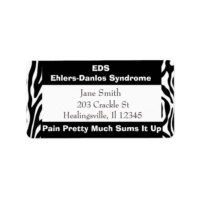 EDS Ehlers-Danlos Syndrome Mailing Address Label (Front)
