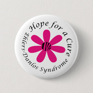 EDS Hope for a Cure Pink Flower Button
