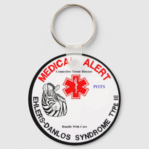 EDS Type 3 with POTS Medical Alert with Zebra Keyc Key Ring