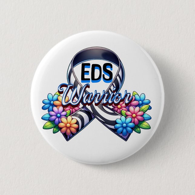 EDS Warrior | Ehlers-Danlos Syndrome T-Shirt 6 Cm Round Badge (Front)
