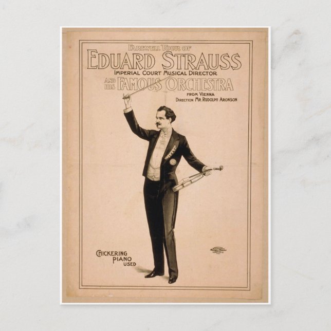 Eduard Strauss, 'Chickering Piano used' Retro Thea Postcard (Front)