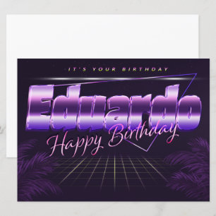 Eduardo Name Vorname lila retro Karte Geburtstag Card