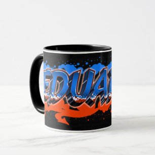 Eduardo Vorname Name Graffiti blue orange Tasse Mug