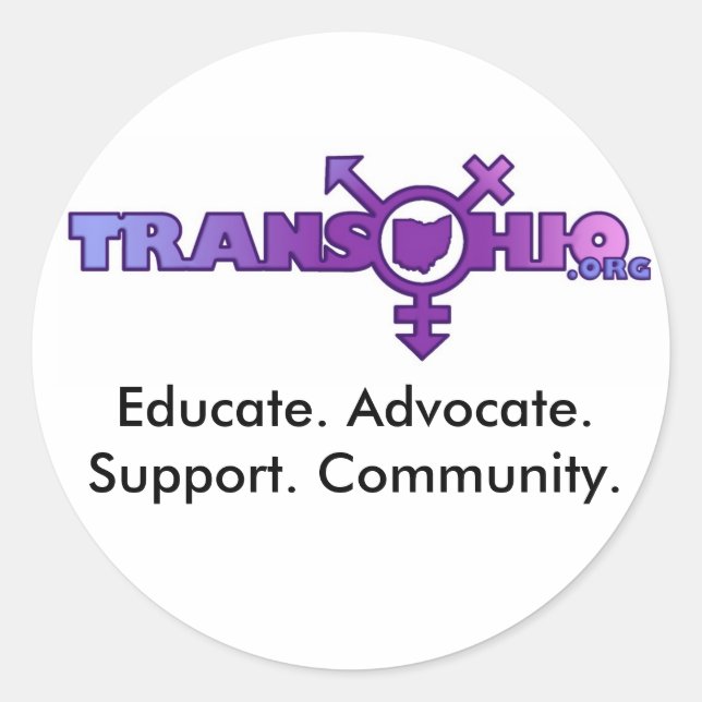 Educate. Advocate. Support. Community. Classic Round Sticker (Front)