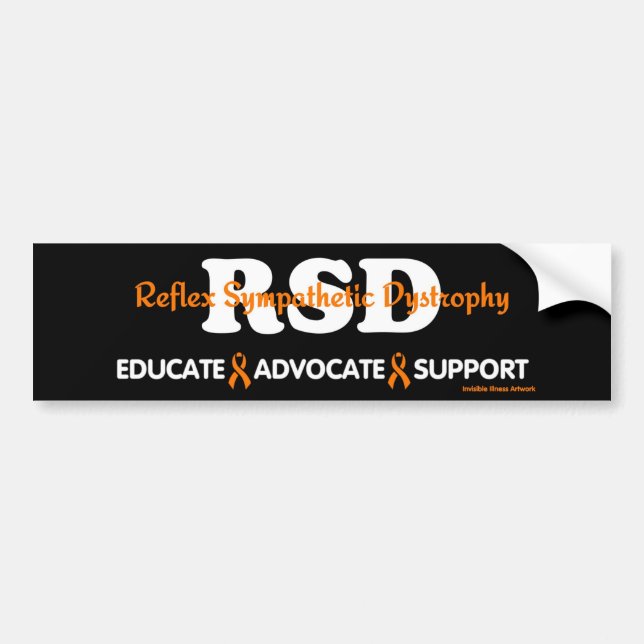 EDUCATE ADVOCATE SUPPORT...RSD/CRPS BUMPER STICKER (Front)