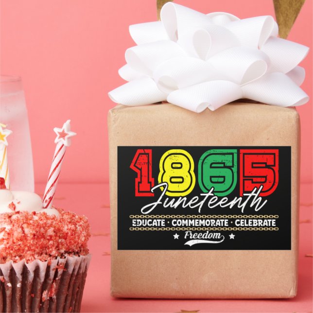 Educate Commemorate Celebrate 1865 Juneteenth Rectangular Sticker (Party)