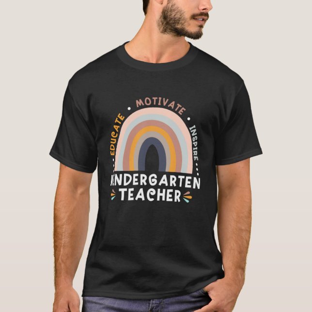 Educate Motivate Inspire Kindergarten Teacher Rain T-Shirt (Front)
