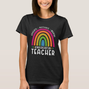 Educate Motivate Inspire Kindergarten Teacher Rain T-Shirt