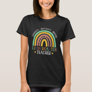 Educate Motivate Inspire Kindergarten Teacher Rain T-Shirt