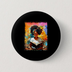 Educated Afro Girl Reading Book Lover Black Histor 6 Cm Round Badge