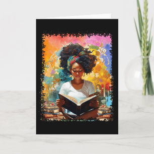 Educated Afro Girl Reading Book Lover Black Histor Card