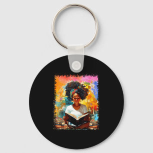 Educated Afro Girl Reading Book Lover Black Histor Key Ring