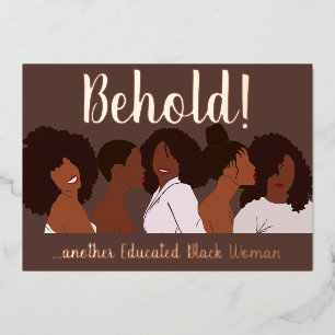 Educated Black Woman Graduation Foil Invitation