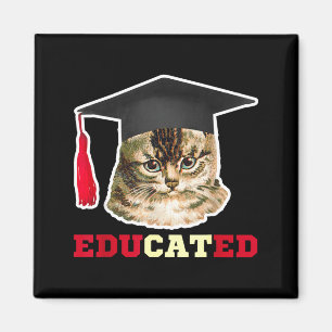 Educated cat in graduation cap funny grad gift magnet