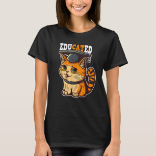 Educated Cat in Graduation Cap  Graduation Decorat T-Shirt