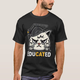 Educated Cat in Graduation Cap Graduation Decorat T-Shirt