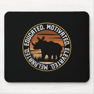 Educated Motivated Elevated Melanated Afro Rhino B Mouse Mat