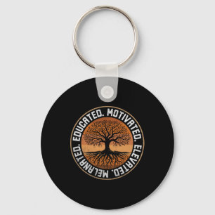 Educated Motivated Elevated Melanated Bhm Afro Bla Key Ring