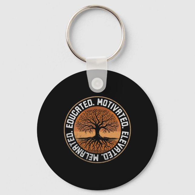 Educated Motivated Elevated Melanated Bhm Afro Bla Key Ring (Front)