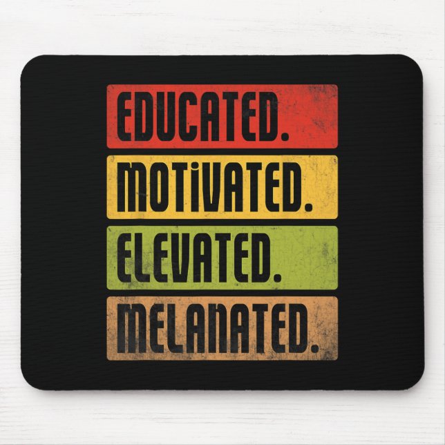 Educated Motivated Elevated Melanated Bhm Afro Bla Mouse Mat (Front)