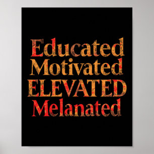 Educated Motivated Elevated Melanated Bhm Pride Mo Poster