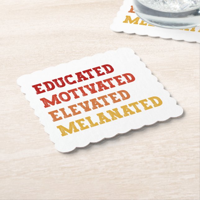 Educated Motivated Elevated Melanated Teacher Cool Paper Coaster (Angled)