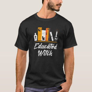 Educated Witch Spooky Book Shelf Halloween Skull B T-Shirt