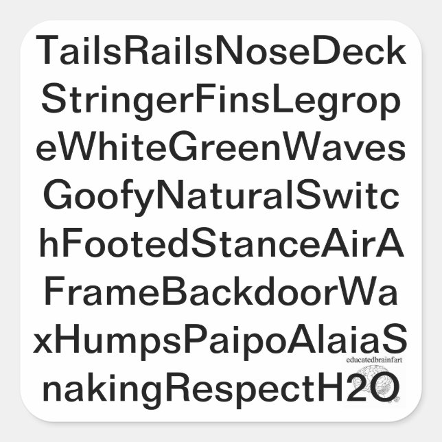 educatedbrainfart Respect Water Sticker (Front)