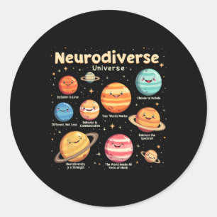 Education Autism Awareness Neurodiverse Universe S Classic Round Sticker