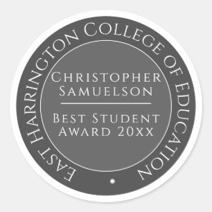 Education College or School Student Award Classic Round Sticker
