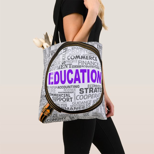 Education Concept Magnifying Glass Word Cloud Tote Bag (Creator Uploaded)