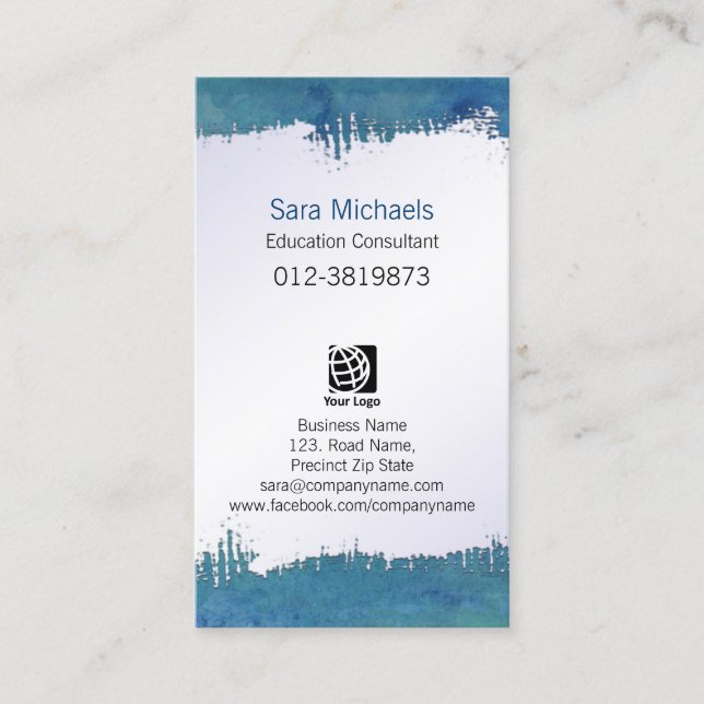 Education Consultant Services Ripped Paper Grunge Business Card (Front)