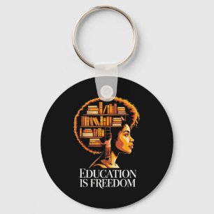 Education Freedom Afro Woman Book Key Ring