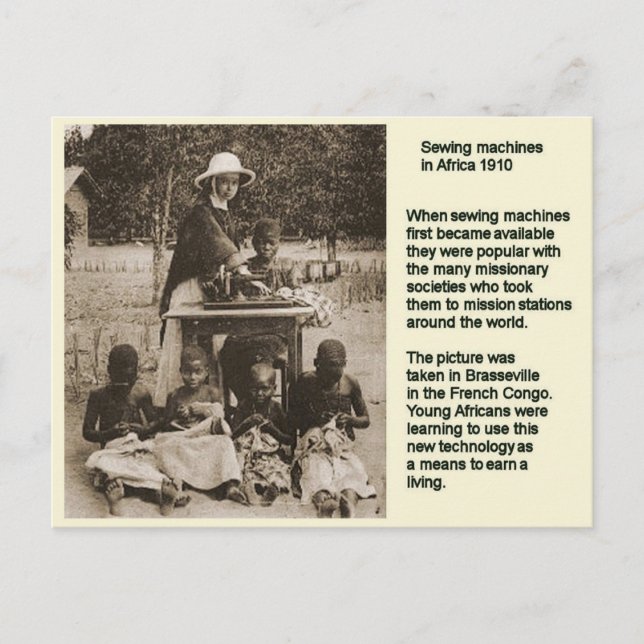 Education, History, Sewing machine in Africa 1910 Postcard (Front)
