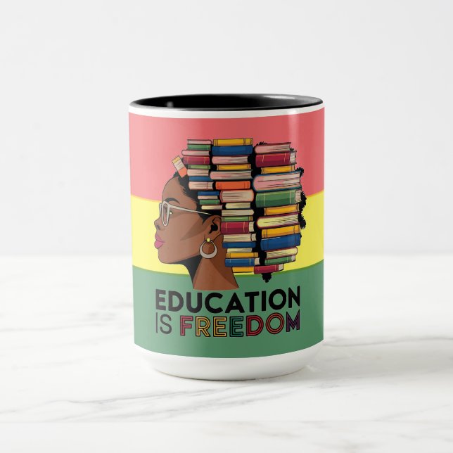 Education Is Freedom Afro Profile Design  Mug (Center)