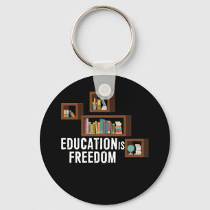 Education Is Freedom Black History Month Bookshelf Key Ring
