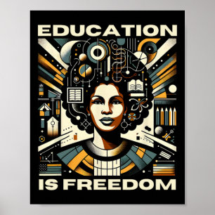 Education Is Freedom Black Teacher Books Black His Poster