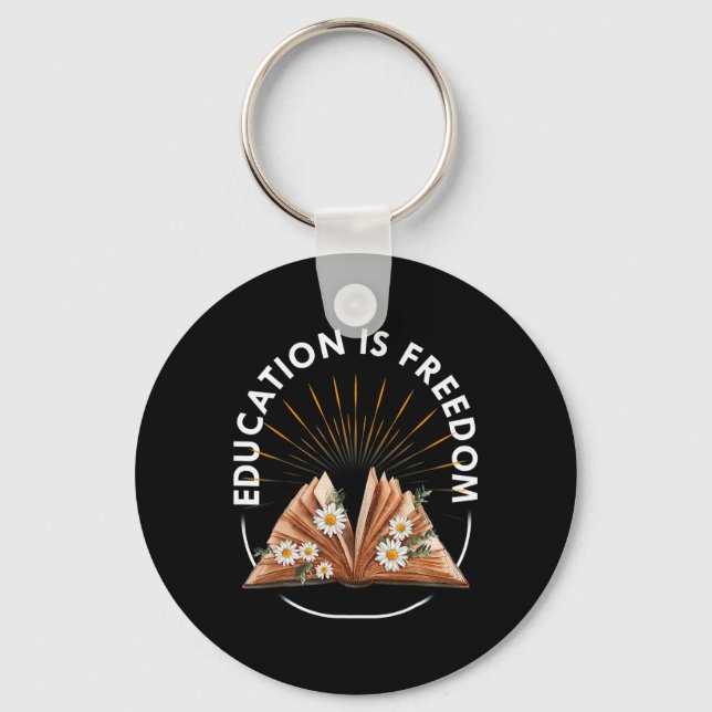 Education Is Freedom Book Reader Black History Mon Key Ring (Front)
