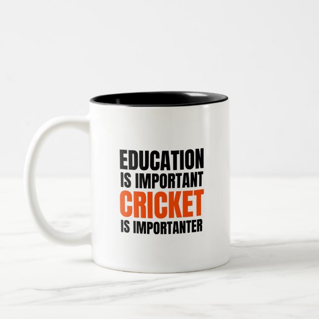 Education is important Cricket is importanter Two-Tone Coffee Mug (Left)