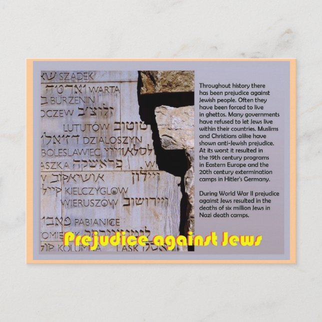 Education,  Judaism, Prejudice against Jews Postcard (Front)