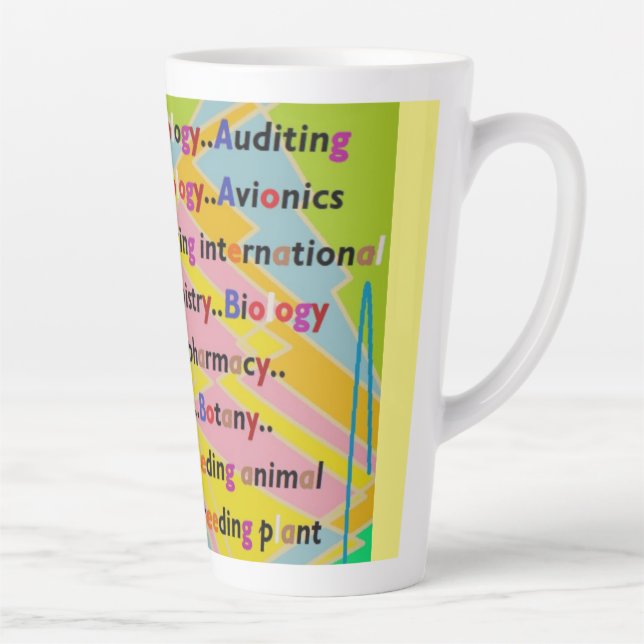 Education Learning design in mixed colours Latte Mug (Right)