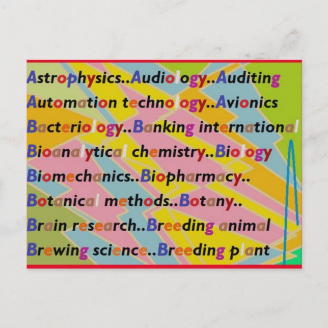 Education Learning design in mixed colours Postcard (Front)