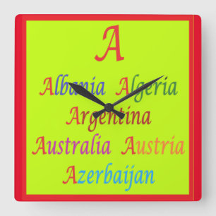 Education Learning design in mixed colours words Square Wall Clock
