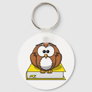 Education Owl on Yellow Book Key Ring