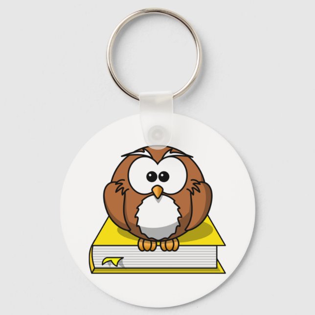 Education Owl on Yellow Book Key Ring (Front)
