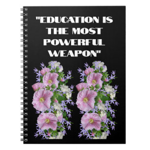 Education quotes Custom Flower Photo text Spiral  Notebook